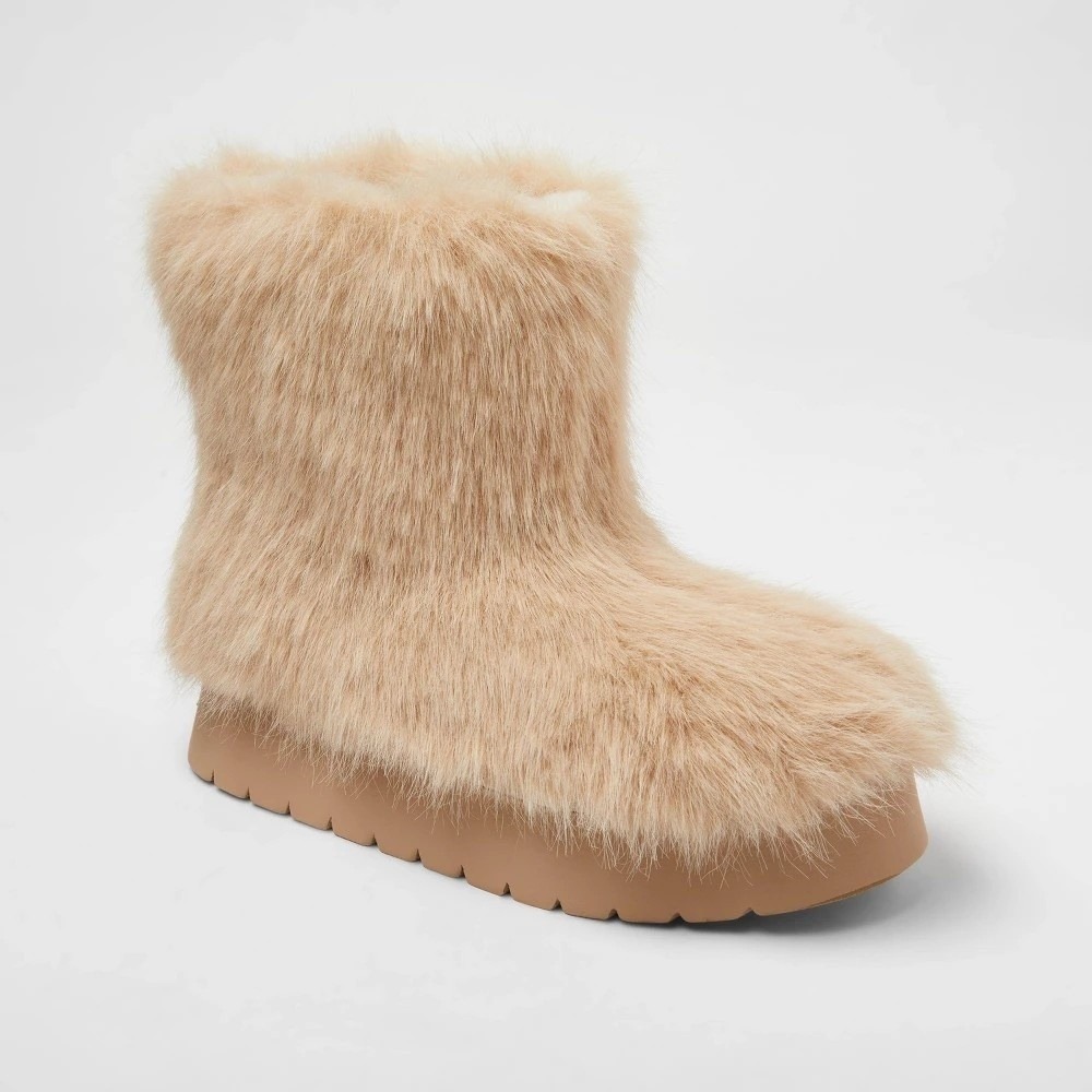 Women's Terra Faux Fur Boots by A New Day Light Brown Size 6 New With Tags